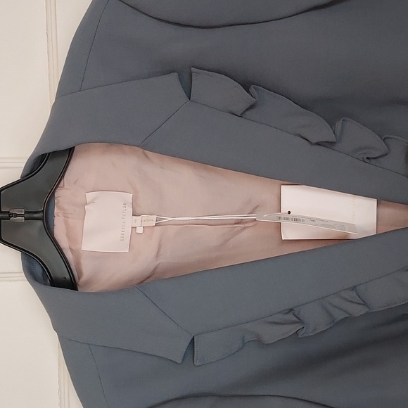 Rebecca Taylor Gabardine Ruffle Jacket Sage - Picture 5 of 12